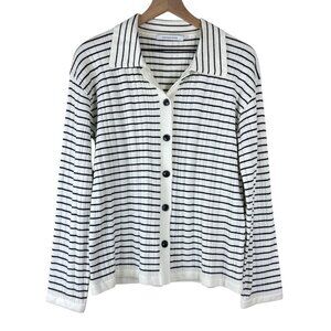 Stitches & Stripes Revolve White Black Striped Collared Cardigan